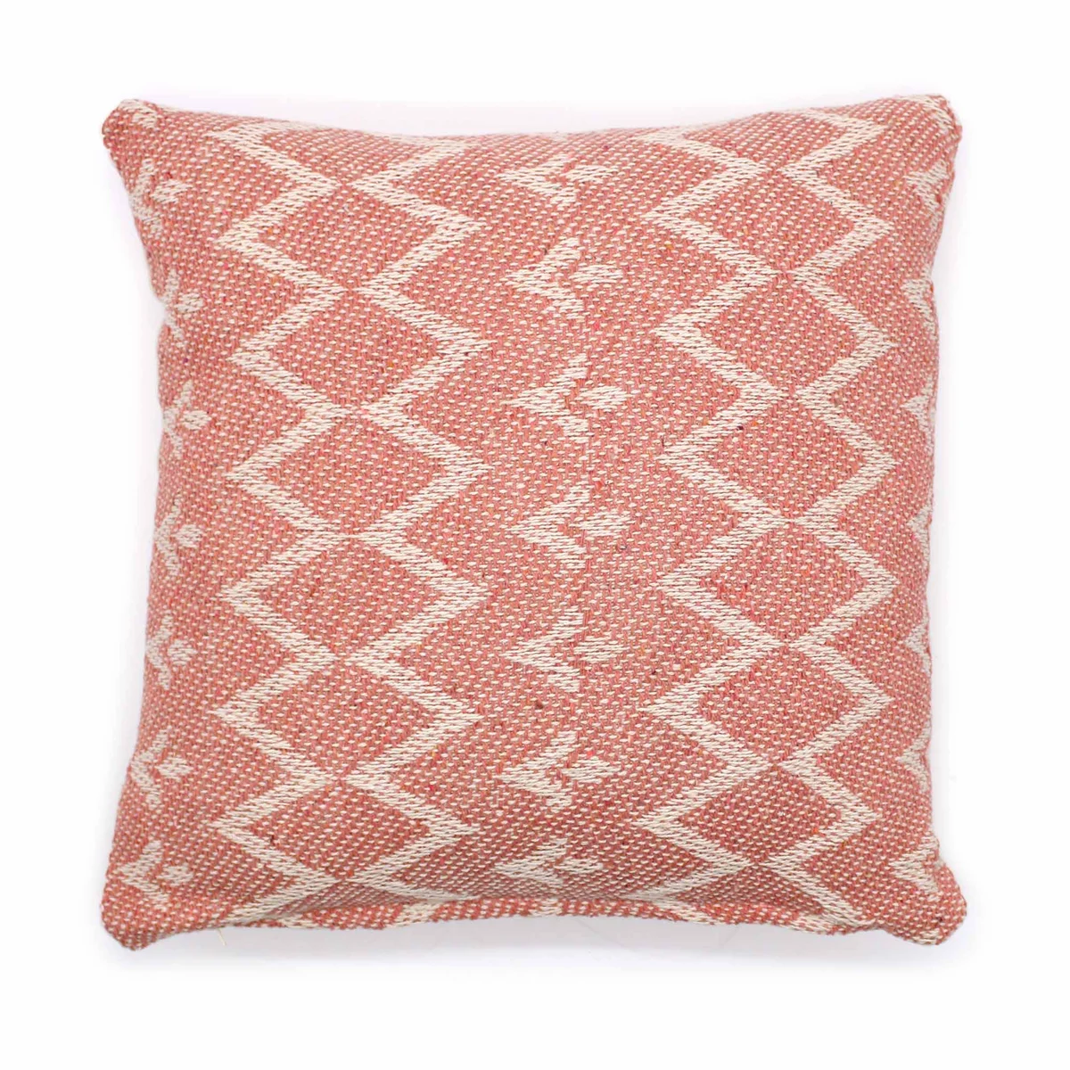 Jaggered pink classic 40x40cm cushion cover displayed on a plain white background