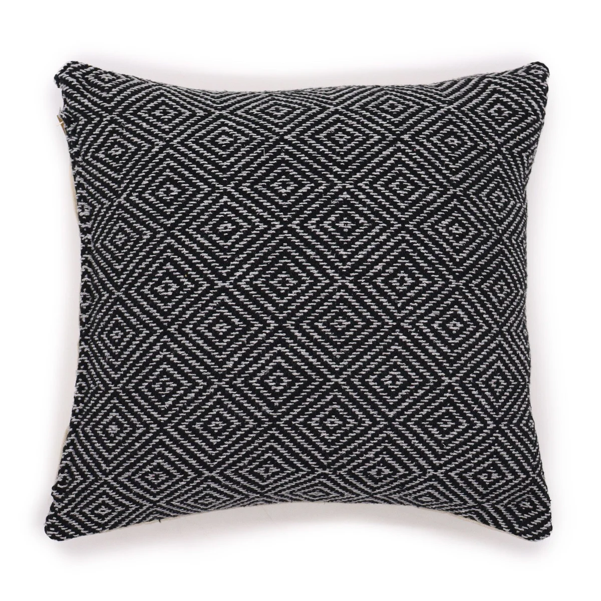 Classic cushion cover in black with maze pattern, square shape 40x40cm, suitable for home decor