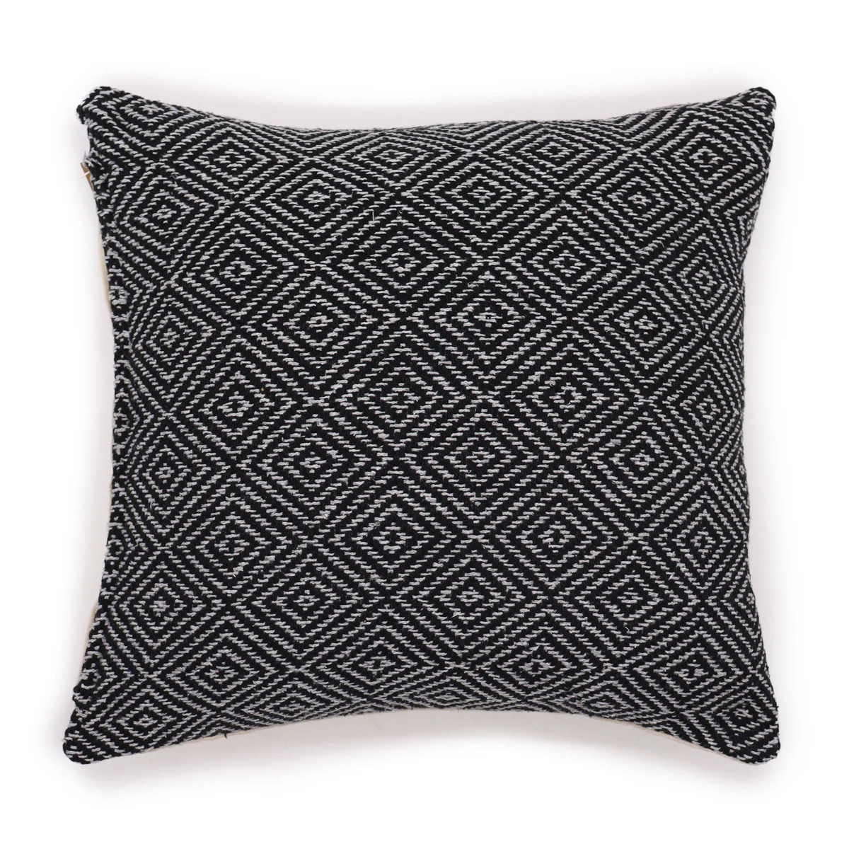 Black cushion cover with maze pattern, square 40x40cm cushion for home decor