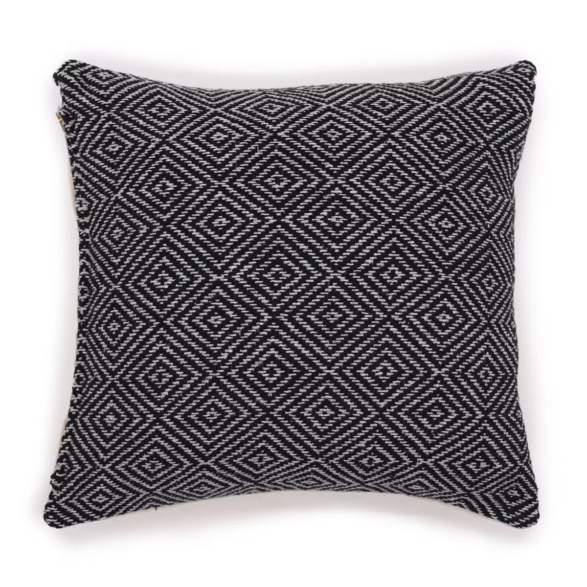 Black cushion cover with maze pattern design, classic style, measuring 40x40cm, displayed flat against white background