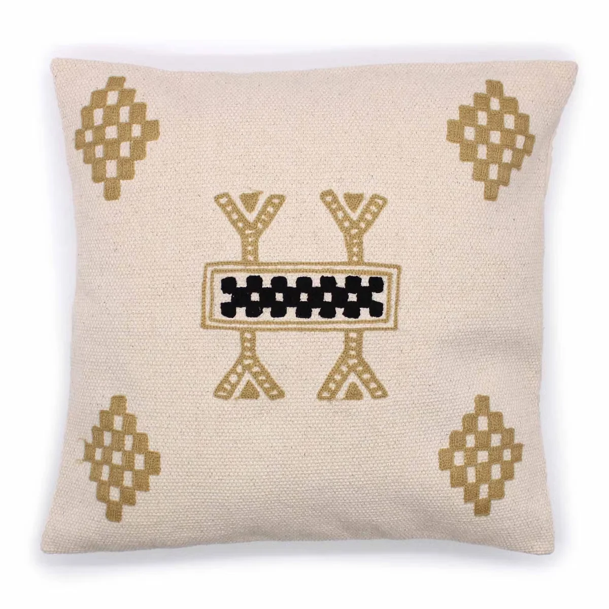 Square decorative cushion cover with traditional Berber design in neutral tones, measuring 45x45cm
