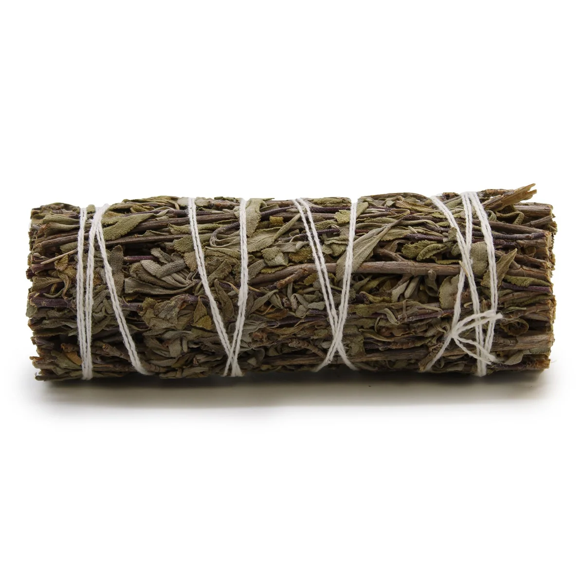 Royal sage smudge stick measuring 10cm, tightly bundled with dried leaves for cleansing rituals