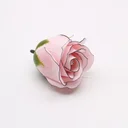 Pink medium rose soap flower with black rim, handcrafted soap bloom