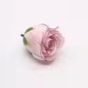 Pink soap flower with black rim shaped like a medium rose.