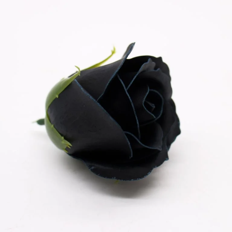 Black rose‑shaped craft soap flowers with white rim
