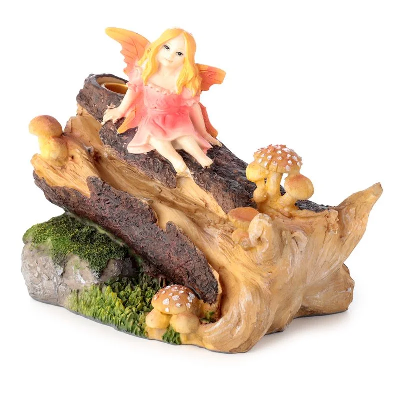 Ancient Woodland Daydream Fairy Backflow Incense Burner showing a woodland fairy ornament with detailed wings and seated pose