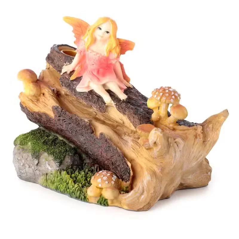 Ancient Woodland Daydream Fairy backflow incense burner decorative piece with detailed fairy and woodland design in soft colors