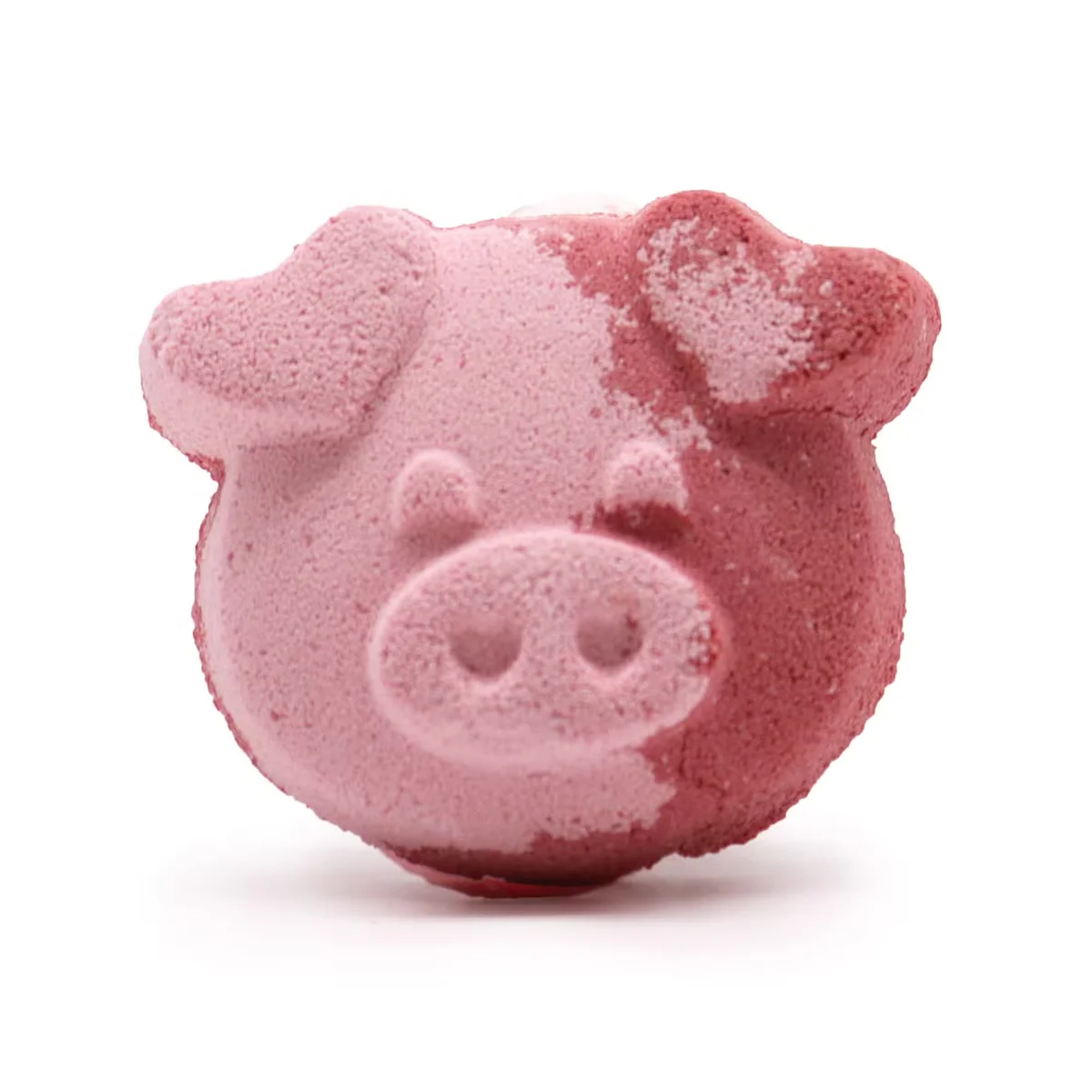 Pink pig-shaped bath bomb weighing 70g, promoting fun bath bombs for a playful bathing experience