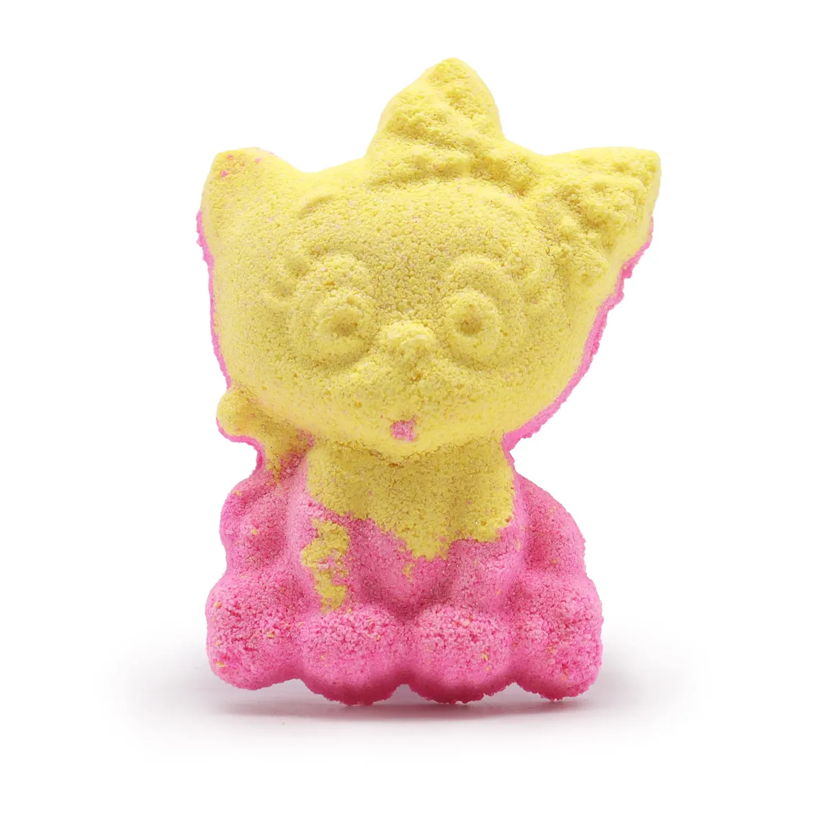 Animal shaped bath bomb in the form of a cat, weighing 80g, displayed on a plain background