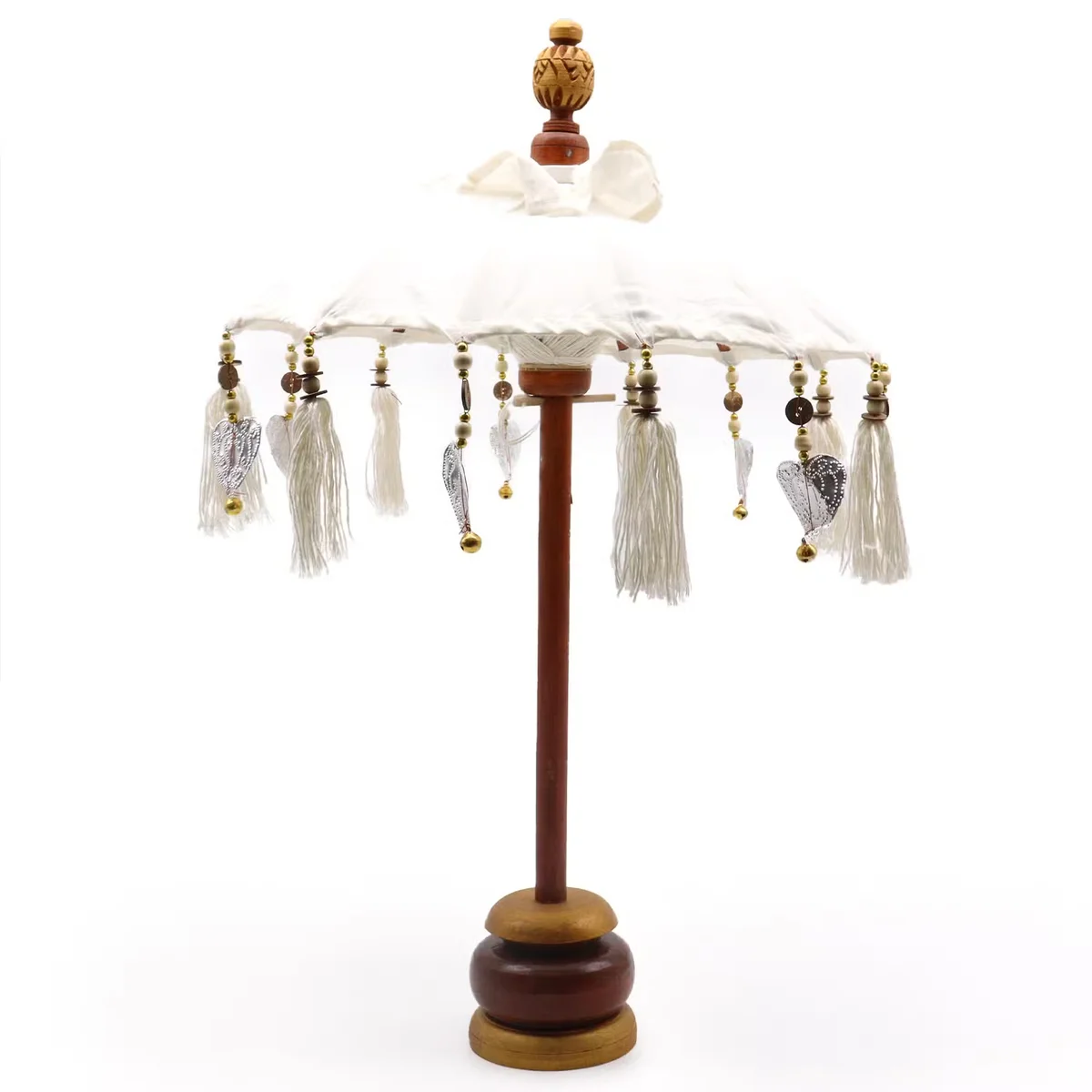 Natural canvas decorative home parasol from Bali Home Decor, 40cm diameter, shown open against a plain background