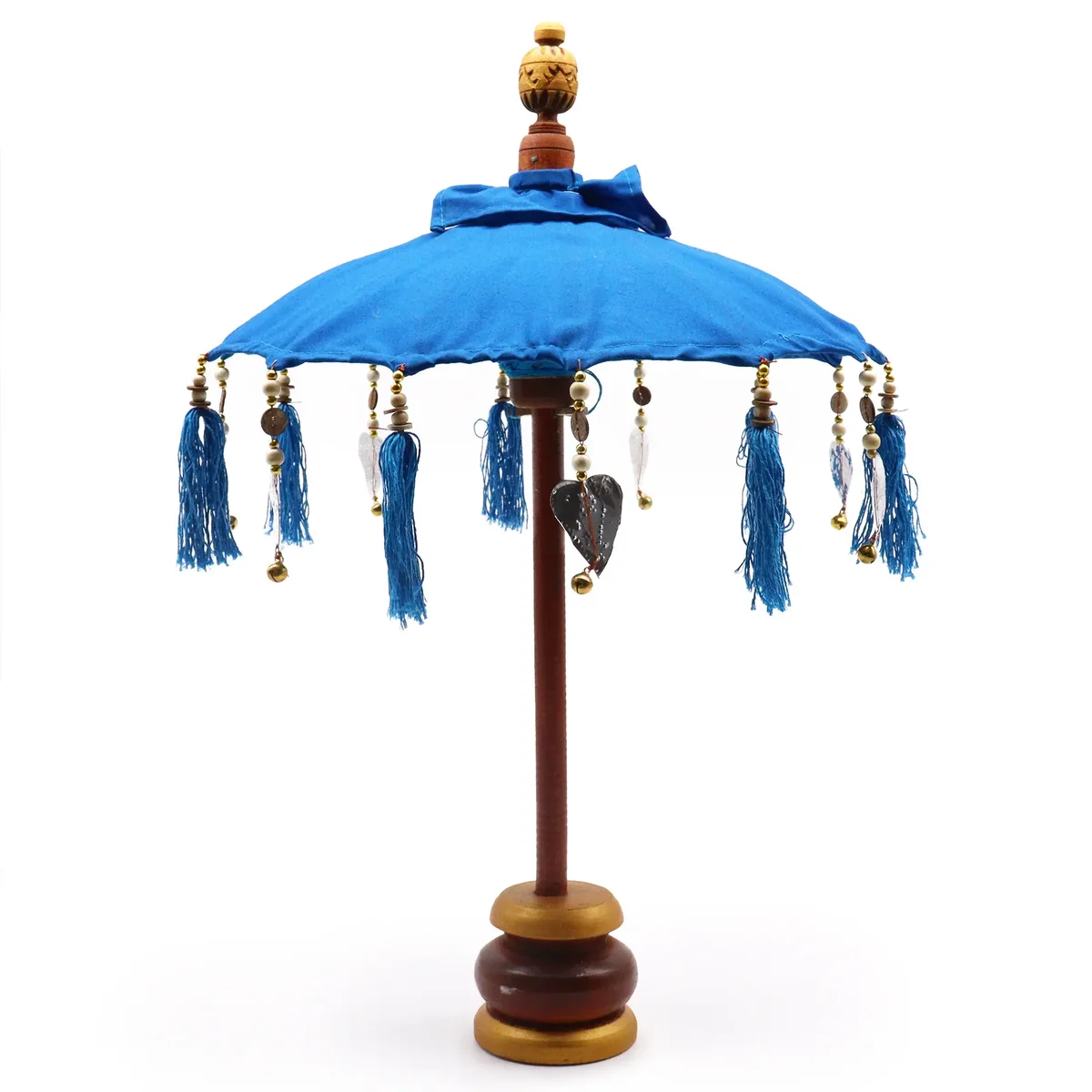 Turquoise cotton parasol 40cm, Bali home decor accessory with intricate pattern for turquoise home decor accents