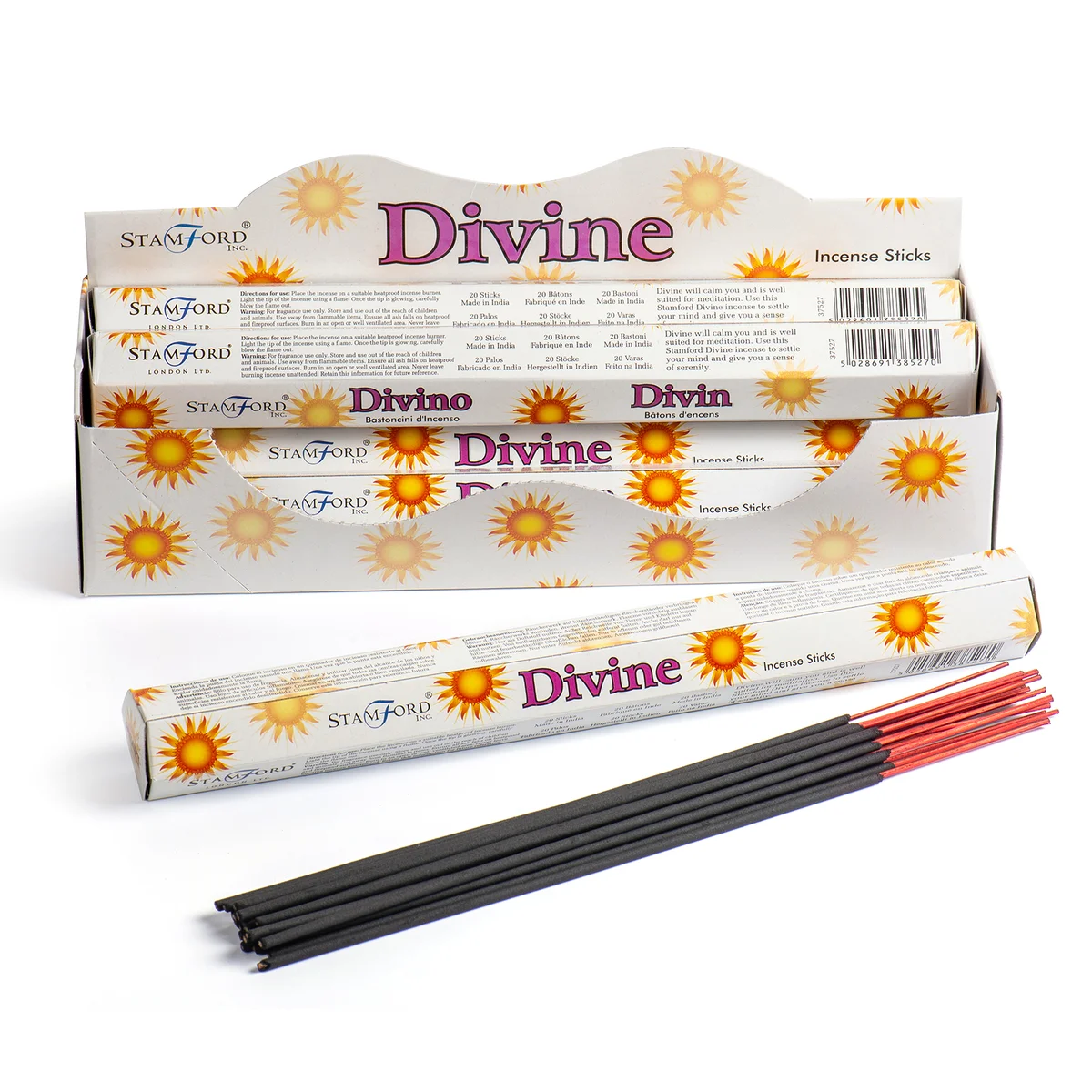 Divine Premium incense displayed in a clear holder, ready for aroma incense ritual