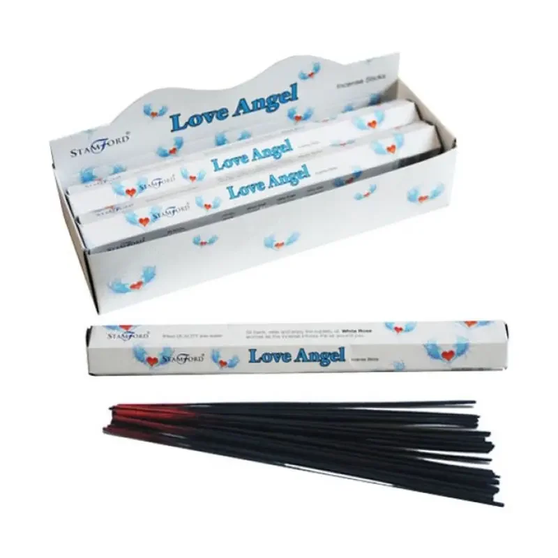Love Angel incense sticks displayed in a package with a romantic white and pink label.