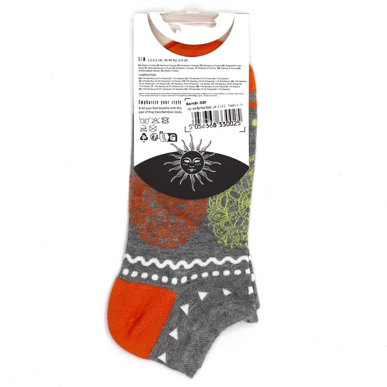 Pair of low‑cut bamboo fibre socks featuring a flower of life pattern.