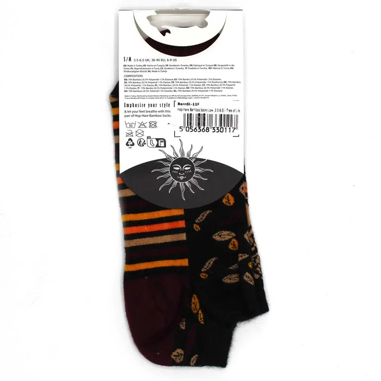 Men's bamboo socks with Tree of Life design, low cut size M/L