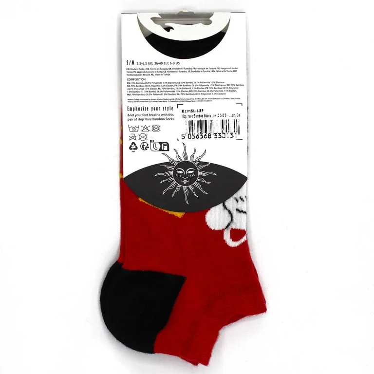 Medium/large low cut bamboo fibre socks featuring hop hare pattern and Lucky Cat design