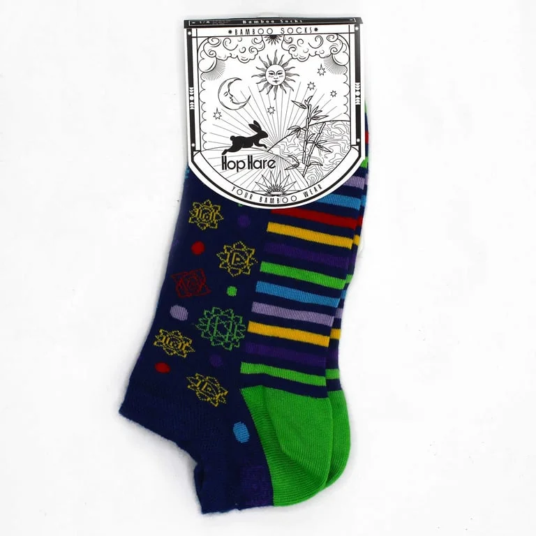 Low cut bamboo socks in a pair, laid flat on a neutral background