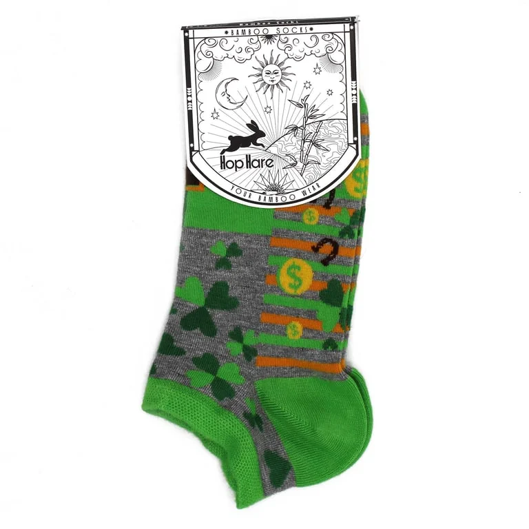 M/L Hop Hare bamboo socks men, low cut, black & white, Lucky Socks