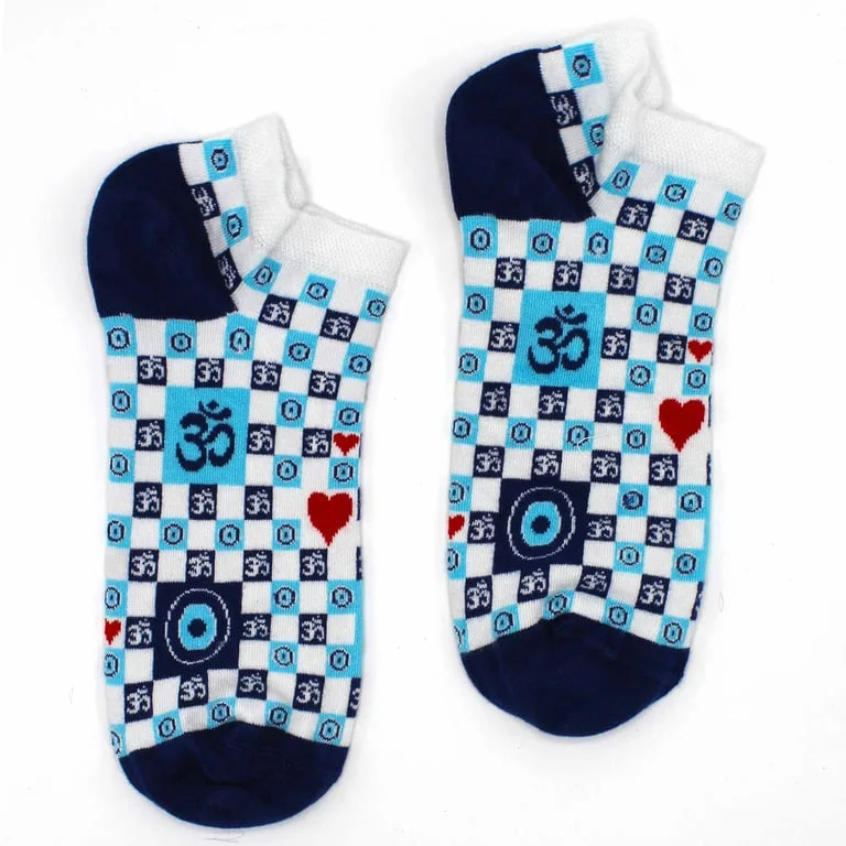 S/M bamboo socks featuring Ohm Evil Eye design.