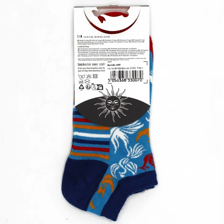 Pair of low‑cut hop hare socks in bamboo fabric, displayed on a neutral background