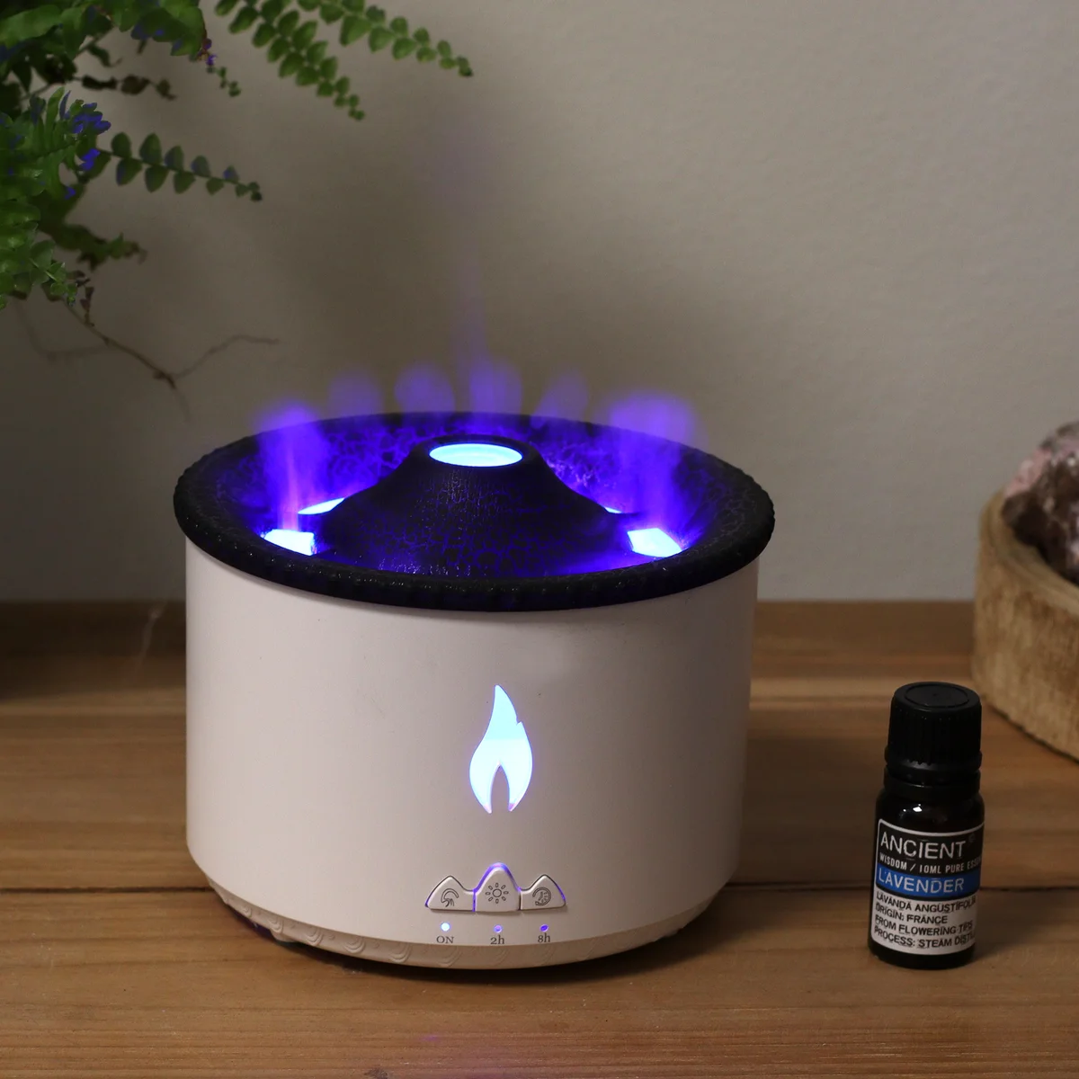 Medium volcano effect plug in aroma diffuser in two colours with 360ml capacity shown from side angle