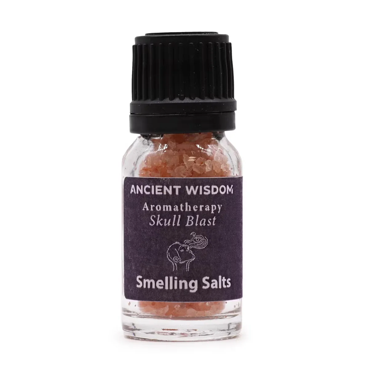 Small Skull Blast Aromatherapy smelling salts UK container with bold skull design on label against white background
