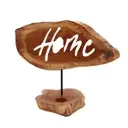 Stylish home candle holder sign on a wooden background