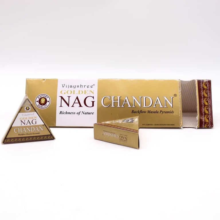 Jumbo 42g Golden Nag incense cones, Chandan Backflow