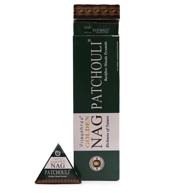 Gold pack of patchouli incense cones.
