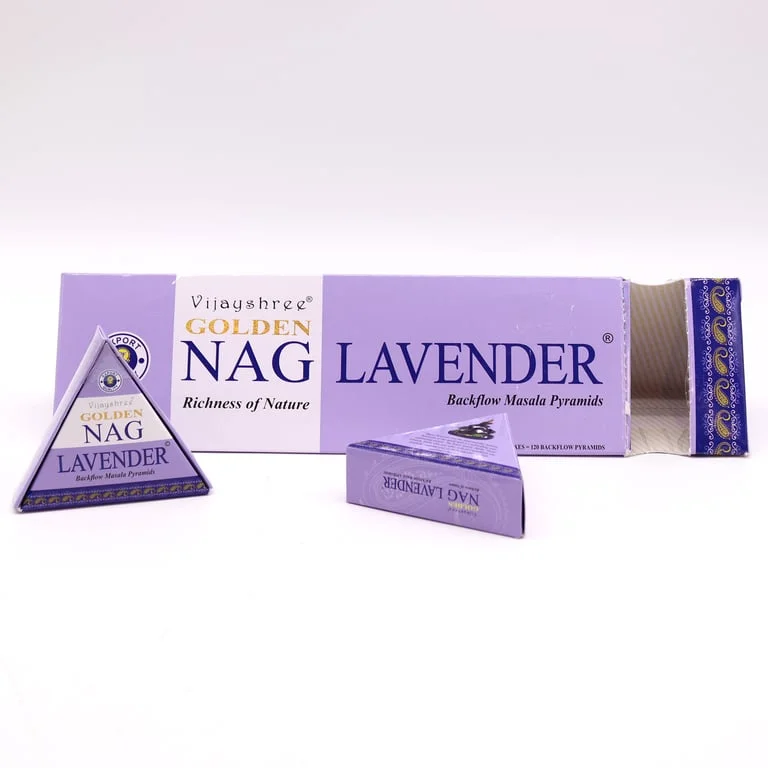 42g jumbo lavender incense cone, golden nag incense with subtle backflow aroma.