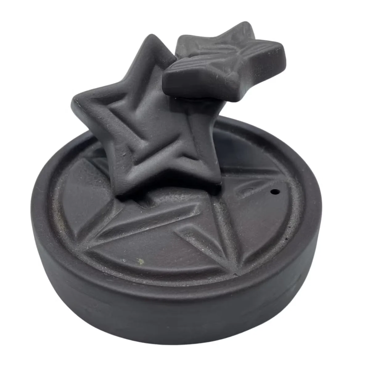 Pentagon Falls backflow incense burner with smoke waterfall effect cascading down geometric pentagon design