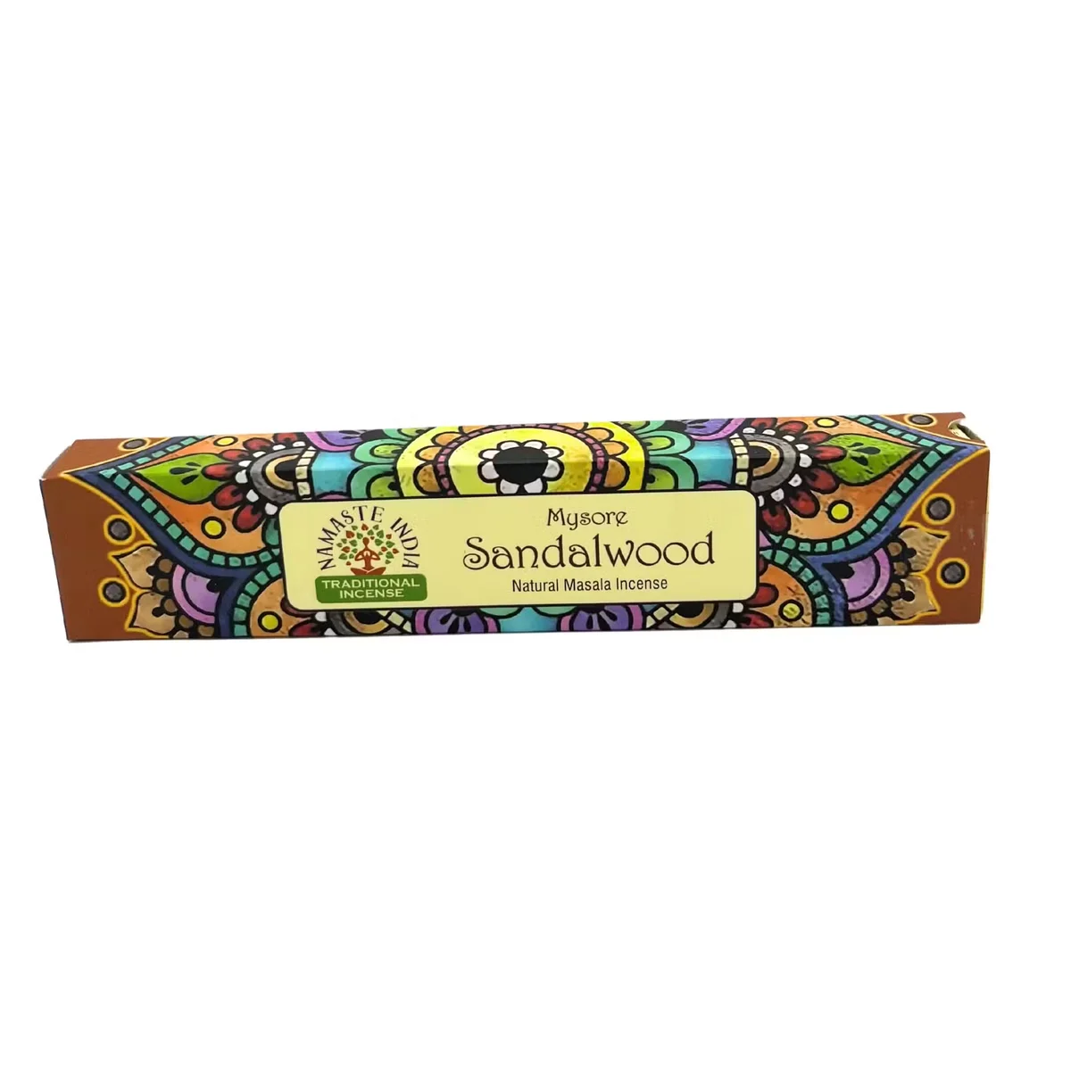 Namaste Mandala Masala Incense sticks with sandalwood fragrance packaging on a white background