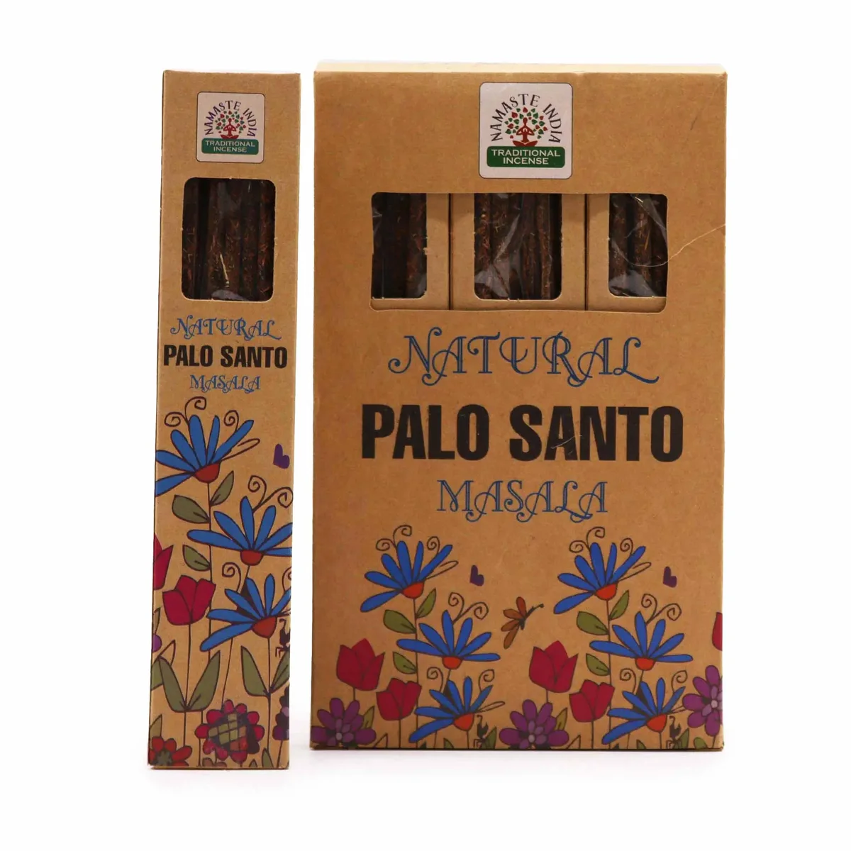 Pack of Natural Masala Incense sticks with Palo Santo scent in simple packaging on white background