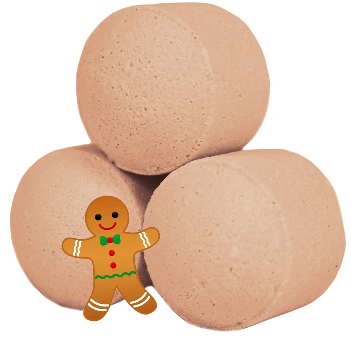 Box of warm gingerbread mini bath bombs weighing 1.3Kg arranged for display