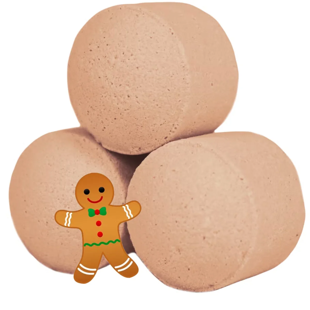 Open 1.3kg bath bomb box showing mini warm gingerbread scented bath bombs inside on a white background