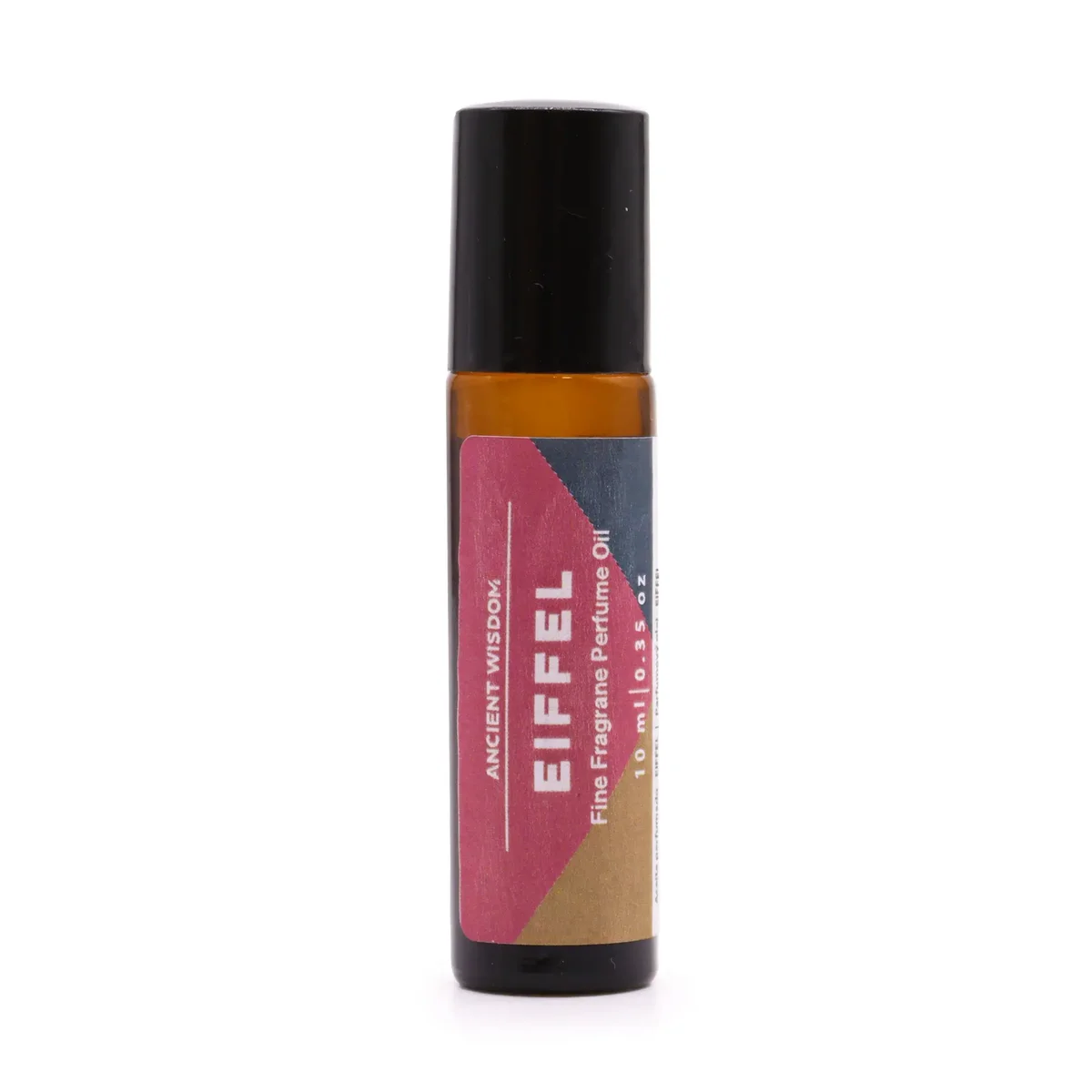 Clear glass bottle labeled Eiffel Fine Fragrance Perfume Oil 10ml, fine fragrance oil.
