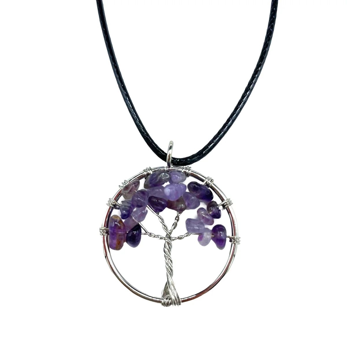 Tree of Life pendant with amethyst gemstone, a piece of spiritual jewellery UK.