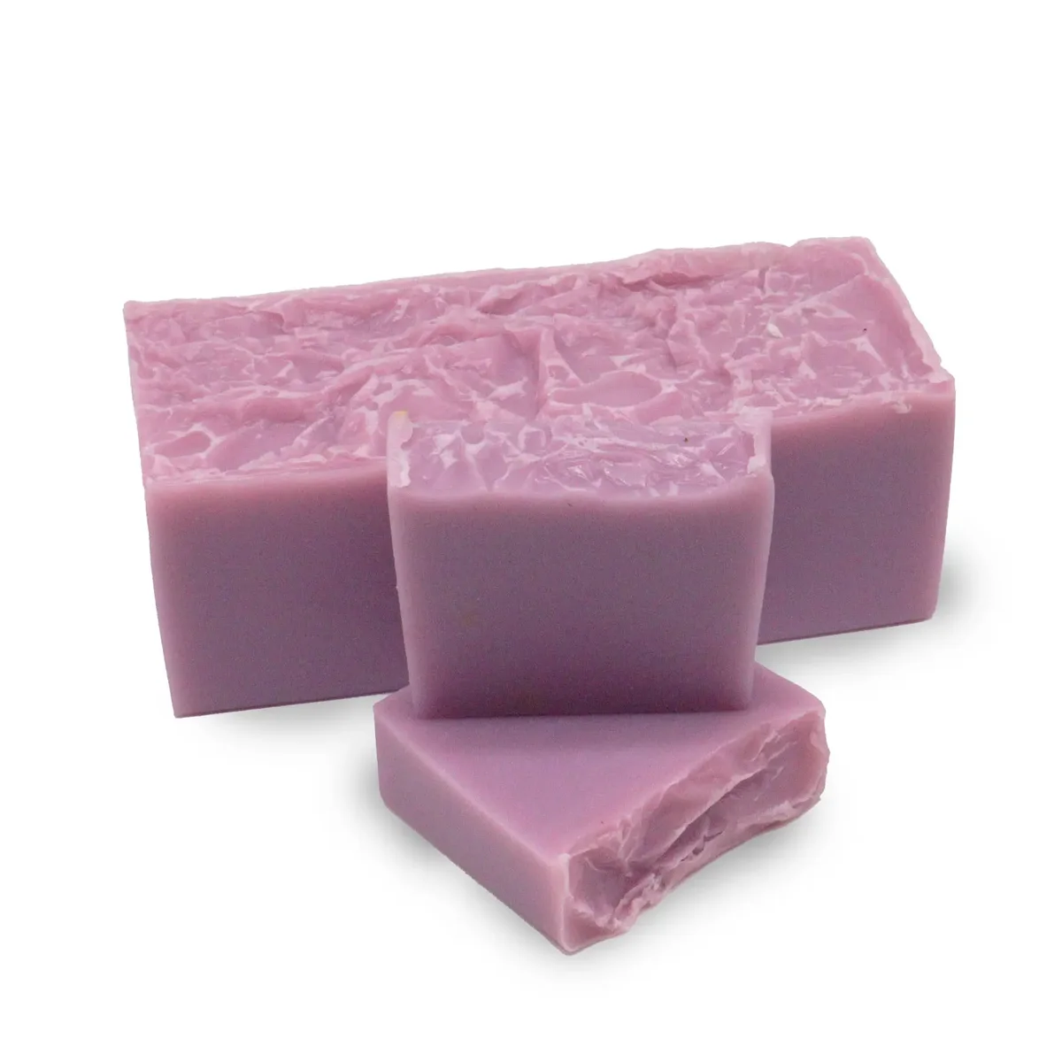 Lavender Serenity soap loaf, a lavender soap bar displayed in a calm, minimalist setting.