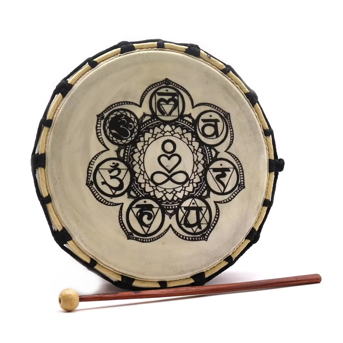 Chakra Shamanic spiritual drum 25cm with matching sticks.