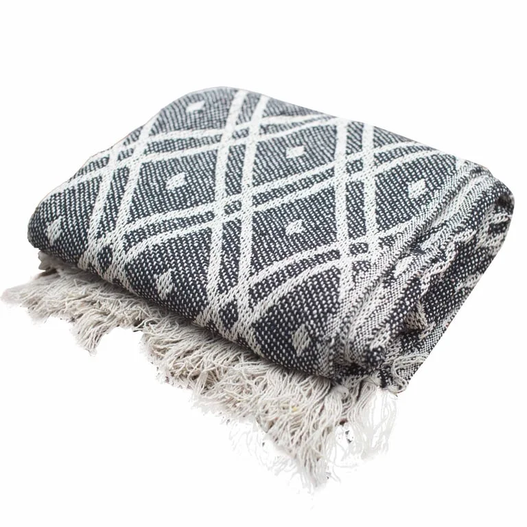 Black and beige boho comfort throw, Regency style throws