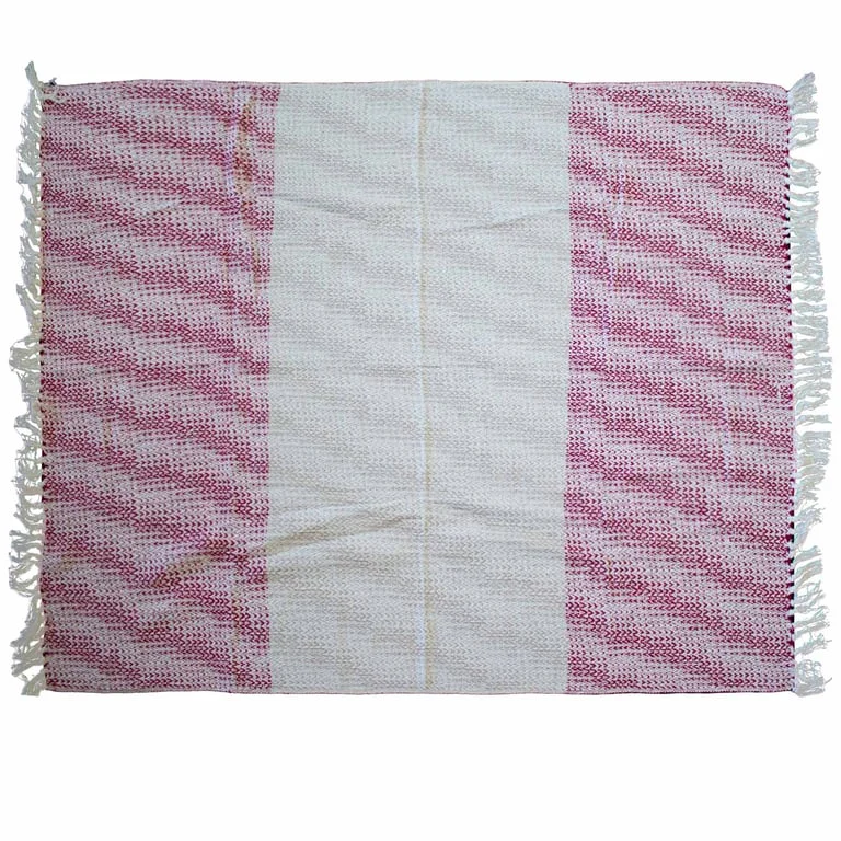 Boho comfort throw in ruby two-tone woven blanket, soft textured pattern