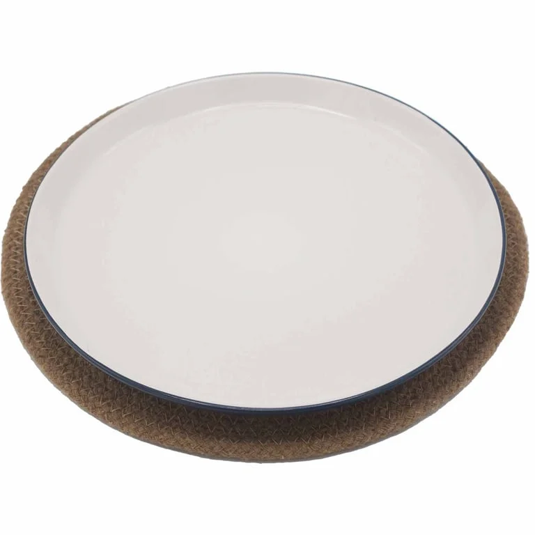jute place mat with natural cotton border, 30cm square