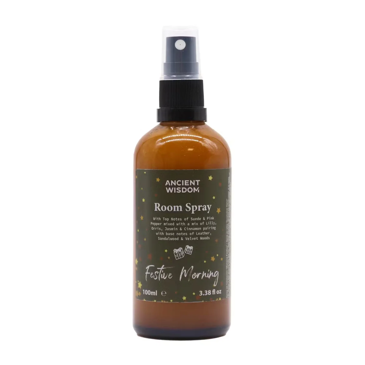 Festive Morning Room Spray 100ml bottle with label, seasonal home scent for a fresh festive atmosphere