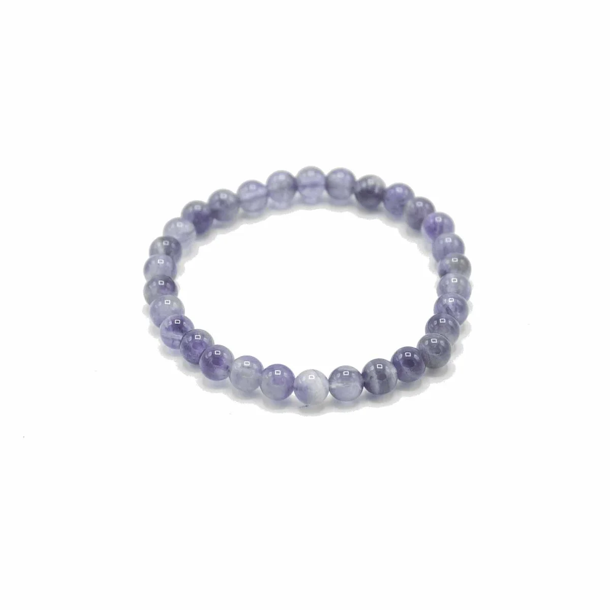 Calmness bracelet amethyst: a silver bangles set with amethyst beads, highlighted in calming purple hue