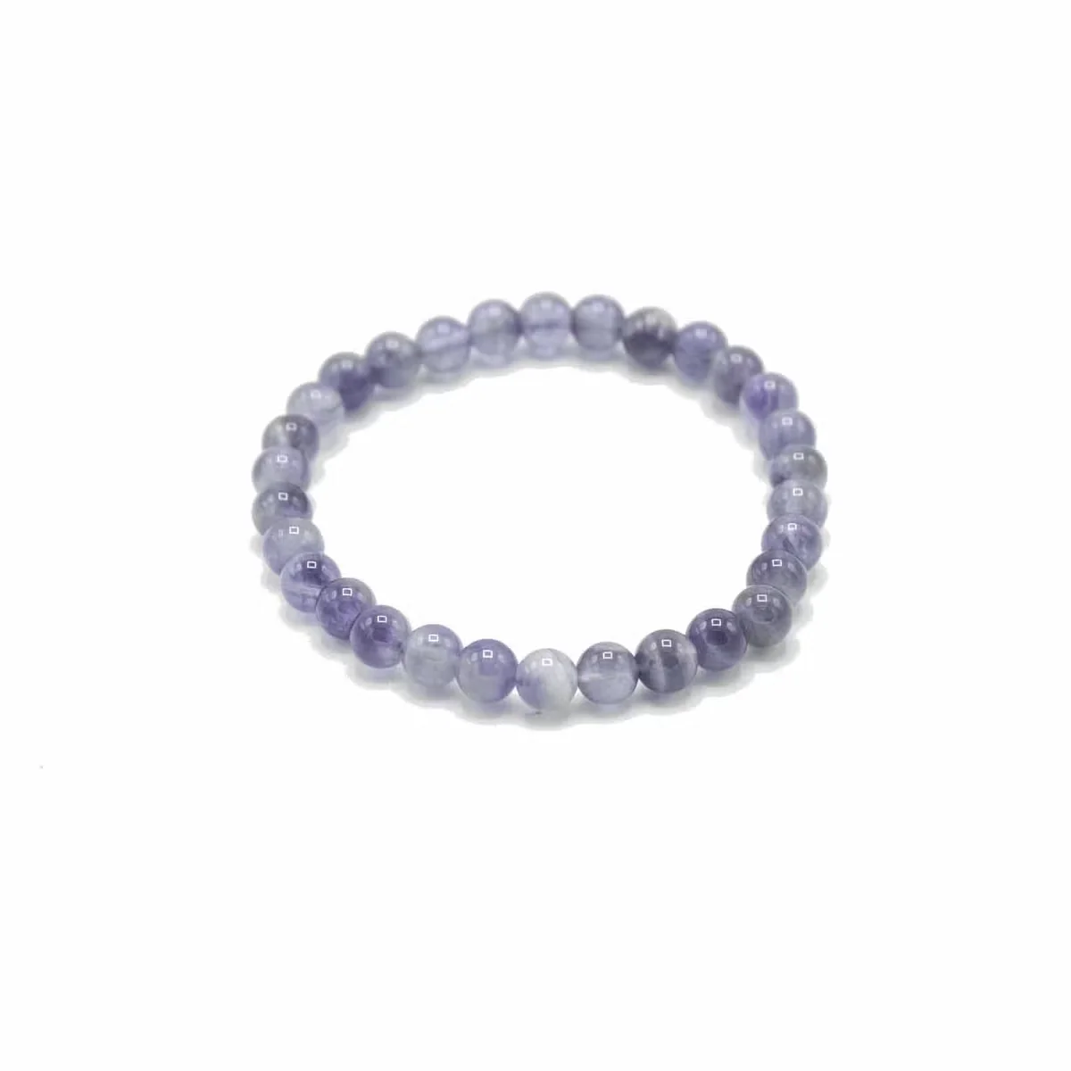 Amethyst gemstone bracelet showing calm purple crystals in a subtle loop, perfect for a spiritual amethyst bracelet.