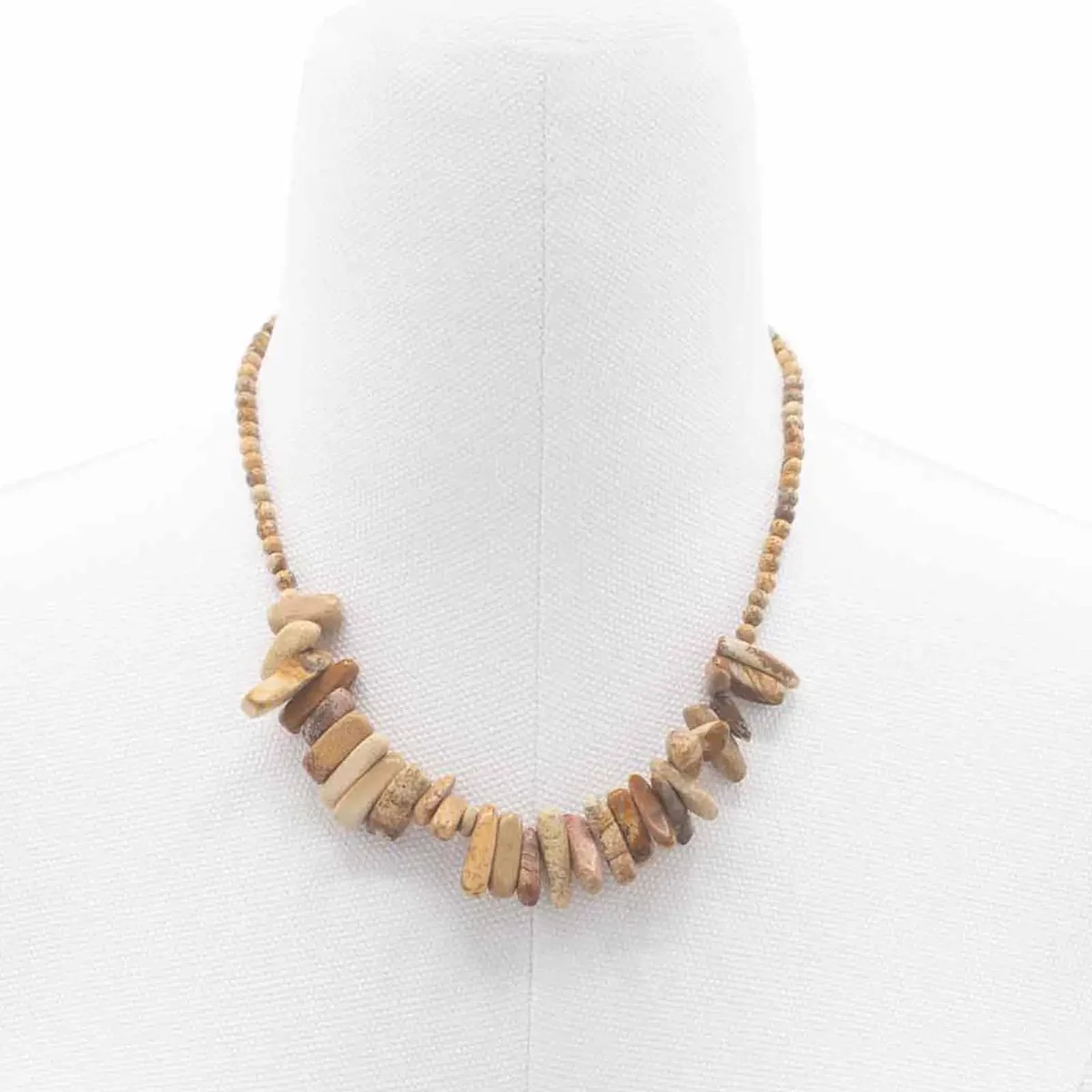 Longstone Gem map stone necklace with a polished stone pendant on a delicate chain against a white background