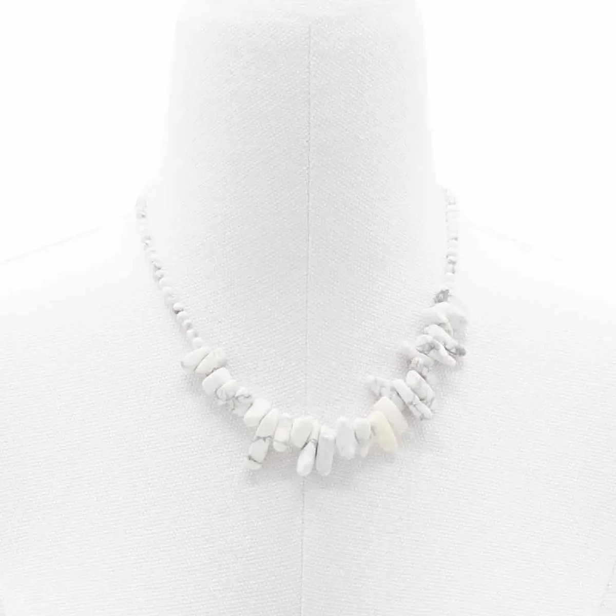 Longstone gem necklace featuring a polished white jasper stone with a delicate chain