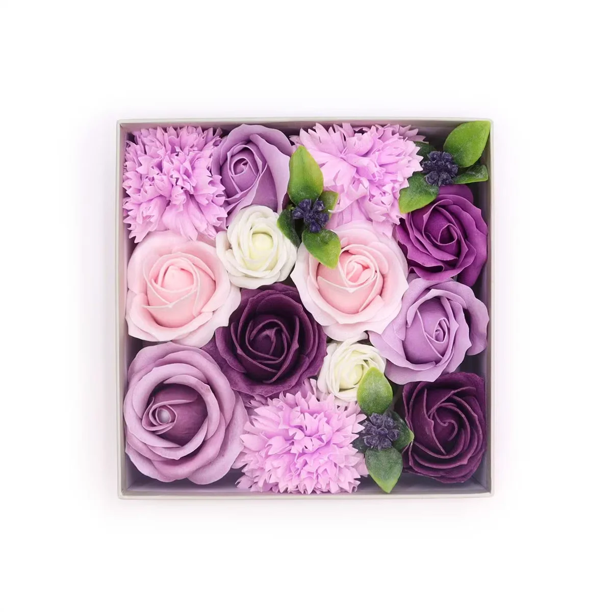 Elegant square lavender rose and carnation rose box