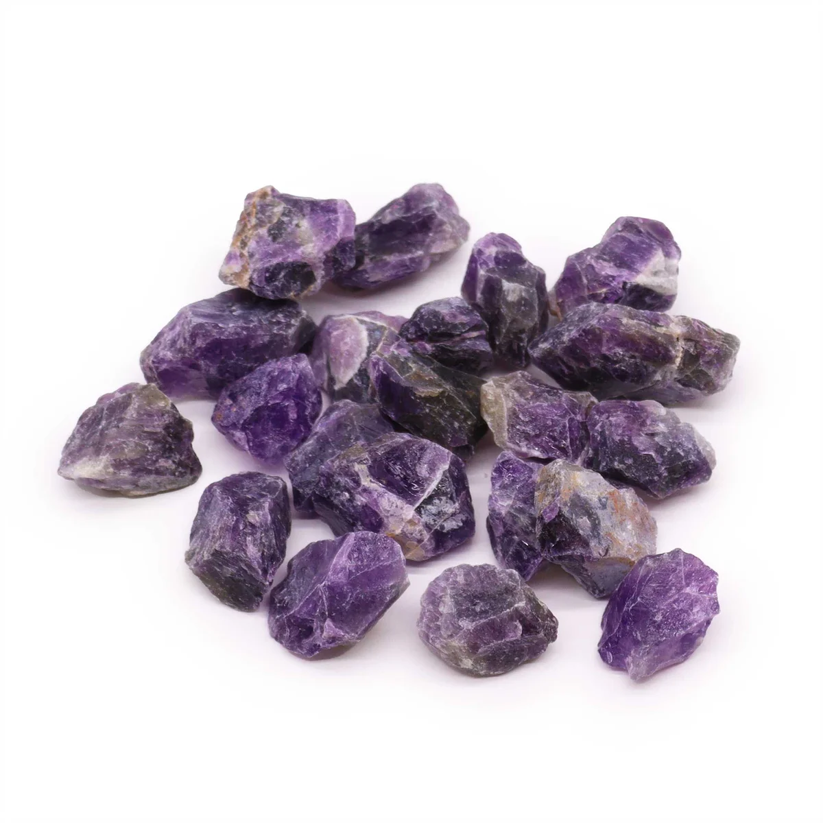 Bag of raw amethyst crystals in natural crystal shape, 500g.