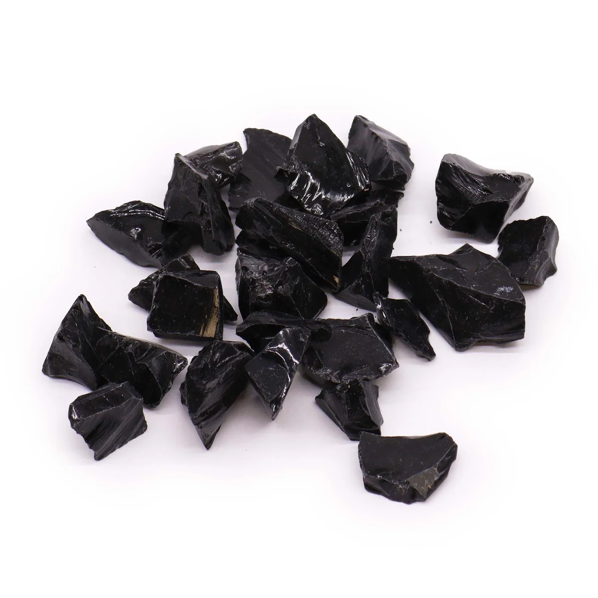 Chunk of black agate decorative raw crystals weighing 500gm on a white background for display or collection